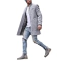 Miniatyrbild 1 av 2: Herr Vinter Ull Trenchcoat Ytterkläder Casual Formell Överrock Långärmad Jacka Grey XS