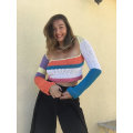 Miniatyrbillede 3 af 4: Dame Hul Ud Hæklet Strik Trøje Crop Tops Langærmet Trøje Cropped Style 5 M