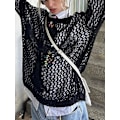 Miniatyrbillede 4 af 5: Dame Hul Ud Hæklet Strik Trøje Crop Tops Langærmet Trøje Cropped Style 1 M
