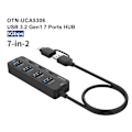 Miniatyrbild 5 av 5: 7-i-2 USB/Type-C HUB-adapter 4 USB 3.0 + 3 USB-C Dockningsstation 5 Gbps datakonverter