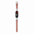 Miniatyrbild 2 av 5: Läderklockarmband för Xiaomi Mi Band 3/4, D-formad metallkontakt justerbart handledsband Silver  Deep Pink