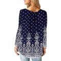 Miniatyrbilde 3 av 4: Dame Skjorter Ruffle Løs Knapp Tunic Topper For Kvinner Navyflo M