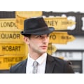 Miniatyrbilde 4 av 4: Acsergery Herre Klassisk Manhattan Trilby Fedora Hatt Jazz Caps Gave