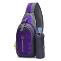 Miniatyrbild 1 av 4: JUNLETU Herr Dam Bröstväska Nylon Enstaka Axel Crossbody Väska med Avtagbar Flaskväska Purple