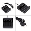 Miniatyrbillede 4 af 5: 4 Slots Batterioplader Til 18650 Lithium Genopladeligt Batteri EU Stik