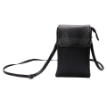 Miniatyrbild 1 av 5: Retro PU Läder Crossbody Väska Liten Axelväska Telefon Förvaringspåse Resväska Black Litchi Texture