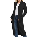 Miniatyrbilde 3 av 5: Essensiell Ensfarget Åpen Front Maxi Lang Strikket Cardigan Genser For Kvinner S