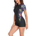 Miniatyrbild 5 av 5: Dam badkläder i ett stycke långärmad rashguard damer våtdräkt atletisk Black Short Sleeve L