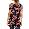 Miniatyrbilde 3 av 4: Dame Tunika Topper Ensfarget Plissert V-hals Knapper Bluse Blomstertrykte Damer White L
