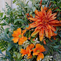 Miniatyrbilde 3 av 4: Kunstig Chrysanthemum Dørkrans med Grønne Blader, Fire Årstider Inngangsdørkrans Lysner Opp Innendørs