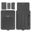 Miniatyrbillede 1 af 5: 4 stk./sæt Bærbar Sleeve Taske til 11~17-tommer Bærbare Computere, PU Læder Opbevaringstaske med Stativ/Håndtag Grey 11 to 12 inch Laptop