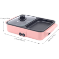 Miniatyrbilde 5 av 5: Hot Pot med Grill, 2 i 1 Innendørs Non-Stick Elektrisk Hot Pot og Stekepanne, Uavhengig Temperaturkontroll (Rosa)