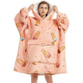Miniatyrbillede 2 af 5: Oversized Hætteklæde Tæppe Sweatshirt til Kvinder, Printet Flanel Sherpa Tæppe Stor Lomme, Super Blød Varm Hyggelig Bærbar Tyk Hættetrøje One Size Passer Til Alle