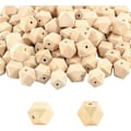 Miniatyrbillede 1 af 5: 100 stk. Geometriske Træperler 20 mm Umalede Facetterede Polygoner Form Træperler Naturfarve Polyeder Træperler til Håndværksguirlander Bordservice Jul