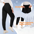 Miniatyrbild 2 av 5: Varma damjoggingbyxor, fodrade med 2 fickor, dragsko, vinterfleece hög midja, långa sportleggings, träningsbyxor, fritidsbyxor, S Sage green L