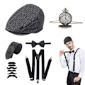 Miniatyrbilde 3 av 5: 20 % rabatt 1920-talls herrekostyme Peaky Blinders Gatsby Panama-hatt Bukseseler Sløyfe dark grey