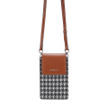 Miniatyrbild 3 av 5: Magnetisk knappsplicing Gird PU läder crossbody väska liten axelväska för resor, dagligt bruk Brown