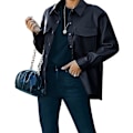 Miniatyrbild 1 av 3: Knapp framtill i konstläder jacka Shacket Casual skjorta långärmad Blazer kappa med bystficka XL