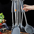 Miniatyrbillede 5 af 5: Silikone Køkkenredskabssæt, 2 stk. Køkken Must Haves Rustfrit Stål Håndtag Madlavningsredskaber, grå Spatel * Grå Ske Gray spatula * gray colander