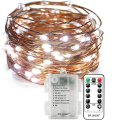 Miniatyrbillede 1 af 5: Batteridrevne lyskæder, 10 meter 100 LED 8 tilstande eventyrlys med fjernbetjening til haver White