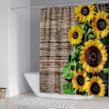 Miniatyrbillede 2 af 4: Solsikke Bruseforhæng 180*200cm blomster, Solsikke Bruseforhæng Vandtæt Polyester Bruseforhæng Med 12 Kroge Til Juledekoration, Badeværelse