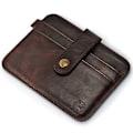 Miniatyrbillede 1 af 5: Herre Ægte Læder Slim Wallet Mand Lille Pung Mini Pengepung Walet Tynd Portomonee carteras Herre Pung Kortholder Brown