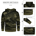 Miniatyrbillede 3 af 5: Herre Hættetrøjer Pullover Camo Hættetrøje Patchwork Top Langærmet Hættetrøje