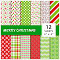 Miniatyrbilde 1 av 5: 12-delt håndbokmaterialpakke, fargerikt julematerialpapir, bakgrunnspapir for scrapbooking og kortlaging