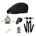 Pikkukuva 1 / 5: 20 % alennus 1920-luvun miesten asusta Peaky Blinders Gatsby Panama -hattu henkselit rusetti Black stripe