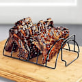 Miniatyrbillede 4 af 5: Non-stick ribbehylde BBQ stativ grillrist i rustfrit stål til grillning af BBQ kylling, oksekød og ribben