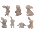 Miniatyrbillede 2 af 5: QTFHR 7 stk. Søde Kanin Dyrefigurer Håndværk DIY Miniature Have Miniature Hus Boligindretning (Grå)