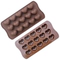 Miniatyrbillede 5 af 5: Bamutu Hjerte Silikone Chokoladeform 2 Stykker 15-hulrums Hjerteformet Chokoladeform Non-stick Silikone Slikforme Håndlavede DIY Voks Smelteforme Valen