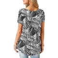 Miniatyrbilde 3 av 3: Dame Skjorter Ruffle Løs Knapp Tunic Topper For Kvinner Stripeleaves XL