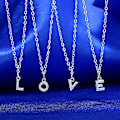 Miniatyrbilde 2 av 5: S925 Sølv A-z 26 Initial Krystall Anheng Kjede Choker Halskjede For Acsergery Kvinner Dame Gave