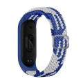 Miniatyrbild 1 av 5: Stretchig nylon solo loop för Xiaomi Mi Band 5/Band 6/Band 7, justerbar flätad sport elastisk rem Blue White