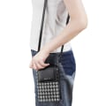 Miniatyrbild 3 av 5: Magnetisk knappsplicing Gird PU läder crossbody väska liten axelväska för resor, dagligt bruk Black