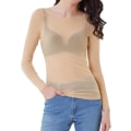Miniatyrbilde 1 av 5: Dame Elastisk Scoop Neck Gjennomsiktig Sexy Slim Fit Mesh Topper Langermet Bluse Apricot S