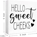 Miniatyrbild 2 av 5: Rolig badrumsskylt i trä Hello Sweet Cheeks Träblockskylt för badrumshyllan Toalett Toalett Hembordsdekoration, bondgård Badrumsträlåda