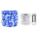 Miniatyrbillede 1 af 5: 20 meter 200 LED Fe Lys Kæde, batteridrevet med fjernbetjening til soveværelse, gårdhave, have blue