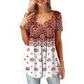 Miniatyrbilde 1 av 3: Dame Skjorter Ruffle Løs Knapp Tunic Topper For Kvinner maroon XL