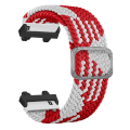 Miniatyrbilde 1 av 5: Erstatningsklokkereim for Huami Amazfit T-Rex 2, Nylonflettet Justerbar Løkke Armbånd Red White