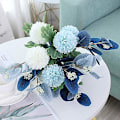Miniatyrbillede 5 af 5: Kunstige blomster med vase, falske hortensia blomsterarrangementer til hjem, have, fest, bryllupsdekoration