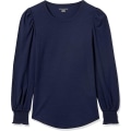 Miniatyrbillede 5 af 5: Langærmet T-shirt med rund hals og smock-manchetter til kvinder Navy XS