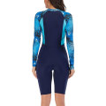 Miniatyrbild 3 av 5: Dam badkläder i ett stycke långärmad rashguard dam våtdräkt atletisk Navy Blue 2935 XL