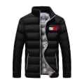 Miniatyrbilde 3 av 3: Polstret Herrejakke, Mellomlang, Tykk Dunjakke, Varm Vinterjakke, Figursydd Passform Black XL