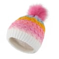 Miniatyrbilde 2 av 5: Lue jenter utendørs vinter fargegradient pluss fluffy baller lue gutter ermehette Pastel Average size