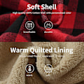 Miniatyrbilde 5 av 5: Rutete bomullsjakke for menn, fleeceforet flanellskjorte, Sherpa-jakke med knapper og hette for menn Red 2XL
