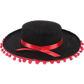 Miniatyrbilde 1 av 5: Filt Spansk Hatt, Partyhatt Hodebånd Dans, Party, Kostymefest Power For Menn Kvinner (svart Rød)