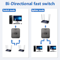 Miniatyrbilde 2 av 5: Nettverk Lan Switch 2 Porter, RJ45 Nettverk Knapp-Trykk Switch Splitter Velgerboks, 100M 2 inn 1 ut eller 1 inn 2 ut, 2 Port Nettverk Hub
