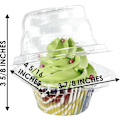 Miniatyrbilde 4 av 5: Individuell Cupcake-beholder - Enkel Cupcake-holderboks med rom - Stabelbar - Dyp kuppel - Klar plast - BPA-fri - (pakke med 50)